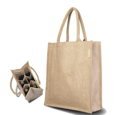 Συσκευάζοντας το κρασί 27x18x30cm 6 μπουκαλιών Burlap τσάντα αγορών