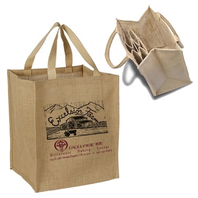 Συσκευάζοντας το κρασί 27x18x30cm 6 μπουκαλιών Burlap τσάντα αγορών