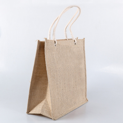 Φυσικό χρώμα 30xx12x30cm αγορών τσάντες παντοπωλείων γιούτας 380gsm